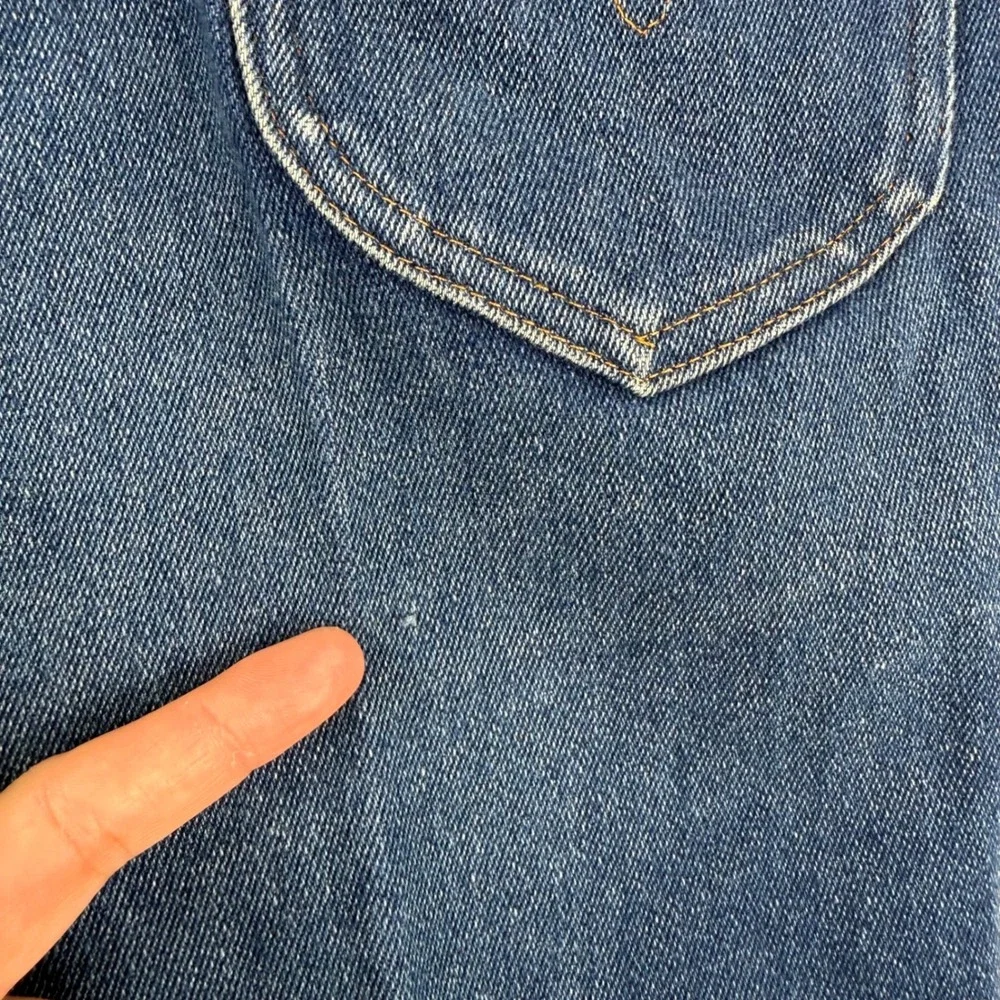 Vintage Levis Jeans Mens Fits 34x30 Blue 70s Orange Tab Talon Zip Distressed USA